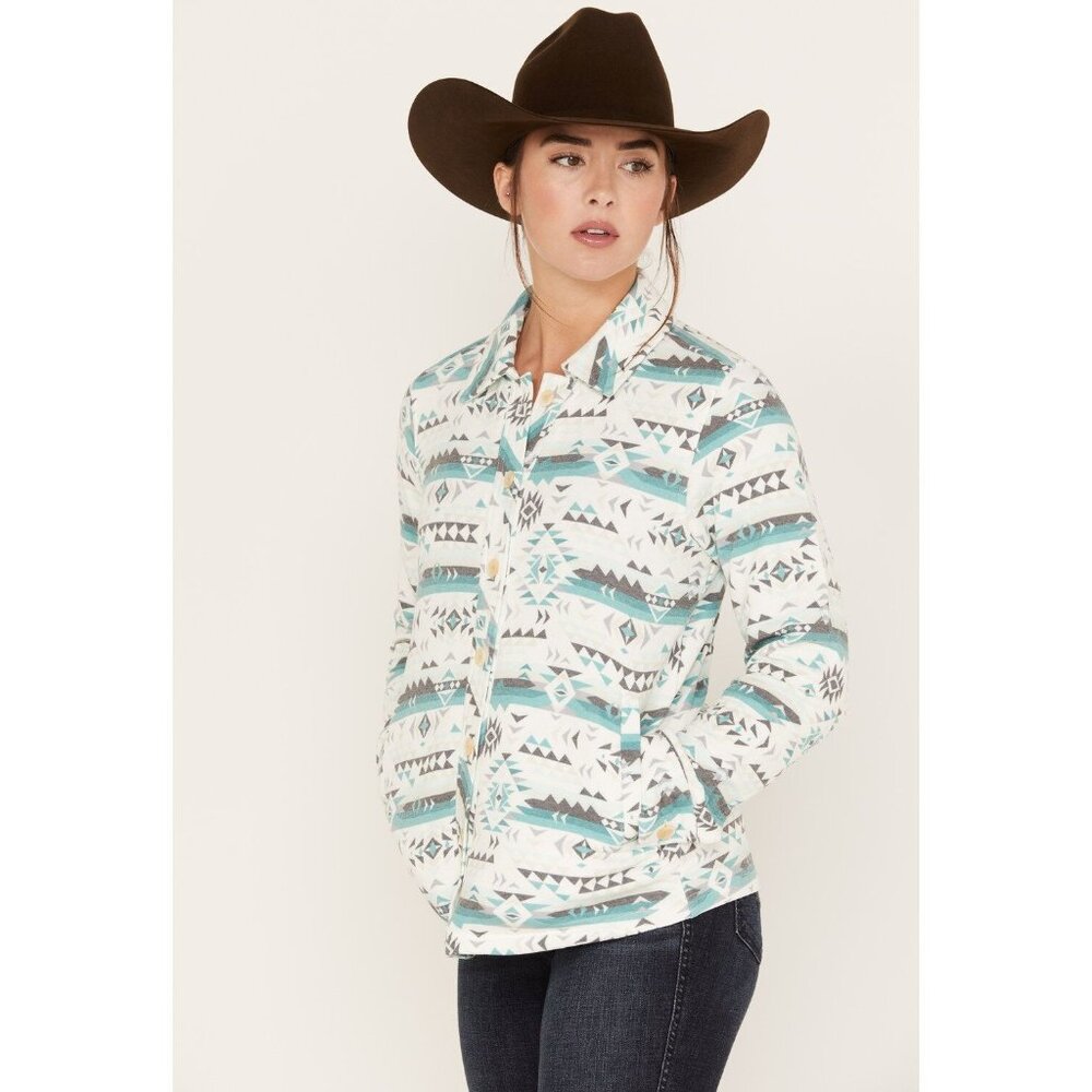 Rank 45 Womens XS Southwestern Shacket Aztec Button Up Quilted Jacket Pockets